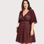 Shein Plus Lace Overlay Surplice Front Dress