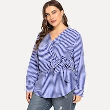 Shein Plus Surplice Front Striped Blouse
