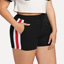 Shein Plus Stripe Tape Side Drawstring Shorts