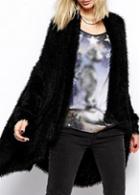 Rosewe Autumn Essential Long Sleeve Black Coat For Lady