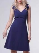 Shein Blue V Neck Backless Bow A-line Dress