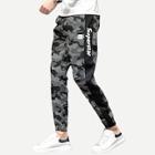 Shein Men Letter Print Drawstring Camo Pants