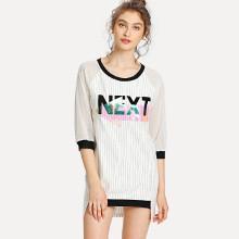 Shein Contrast Binding Mesh Raglan Sleeve Dress