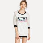 Shein Contrast Binding Mesh Raglan Sleeve Dress
