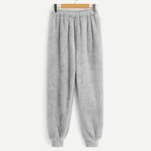 Shein Christmas Elastic Waist Plush Pants