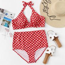 Shein Plus Polka Dot Two Piece Swimwear