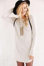 Shein Beige Long Sleeve Backless Dress