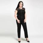 Shein Plus Lace Round Neck Jumpsuit