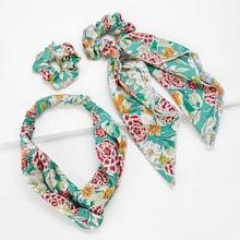 Shein Floral Turban Headband & Hair Tie 3pcs