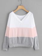 Shein V-neckline Drop Shoulder Cut & Sew Sweatshirt