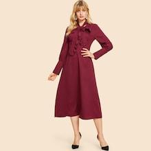 Shein 70s Buttoned Cuff Tied Neck Dress