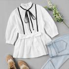 Shein Tie Waist Stand Neck Blouse