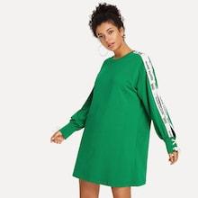 Shein Lace Up Letter Taped Dress