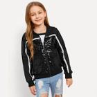 Shein Girls Zip Up Hooded Sequin Sweatshirt