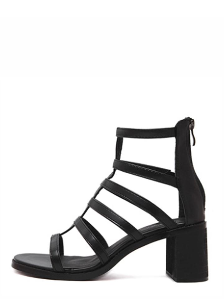 Shein Black Open Toe Gladiator Chunky Sandals