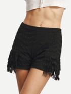 Shein Black Fringe Lace Shorts