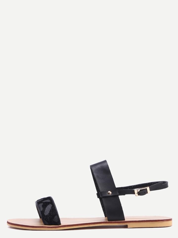 Shein Leopard Print Sandals With Black Ankle Strap