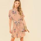 Shein Knot Waist Floral Dress