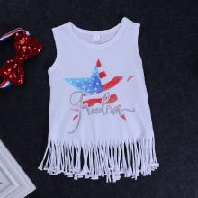 Shein Girls Star Print Fringe Tee