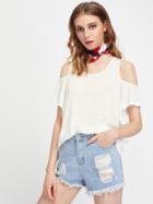 Shein Open Shoulder Flare Sleeve Tee