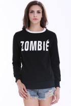 Shein Black Long Sleeve Zombie Print Sweatshirt