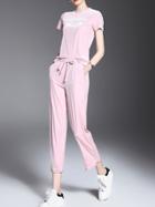 Shein Velvet T-shirt Top With Pockets Pants