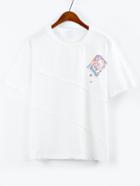 Shein Box Print T-shirt - White
