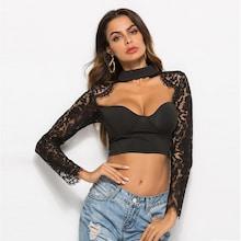 Shein Contrast Lace Crop Blouse