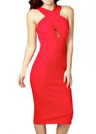 Rosewe Gorgeous Strap Design Open Back Woman Dress Red
