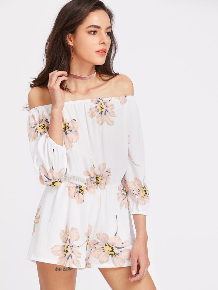 Shein Floral Print Bardot Romper