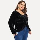 Shein Plus Pearl Beaded Twist Blouse