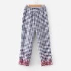 Shein Gingham Embroidery Scallop Hem Pants