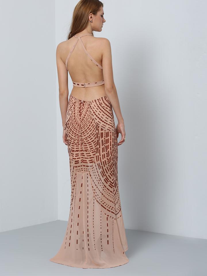 Shein Halter Open Back Maxi Dress
