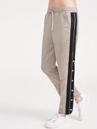 Shein Drawstring Waist Contrast Split Side Buttoned Pants