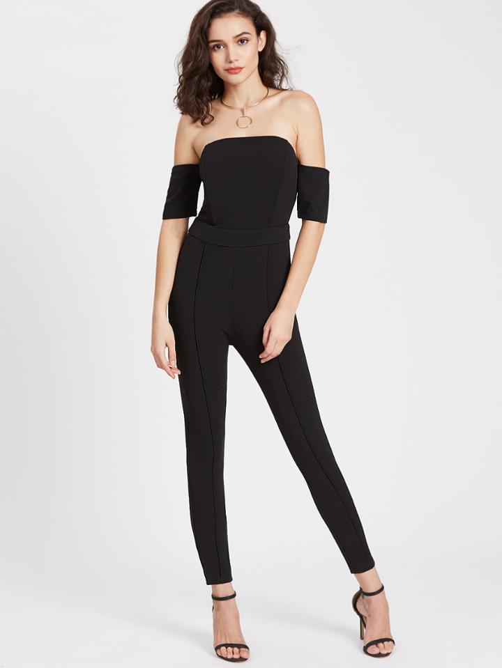 Shein Off Shoulder Zipper Back Jumpsuit