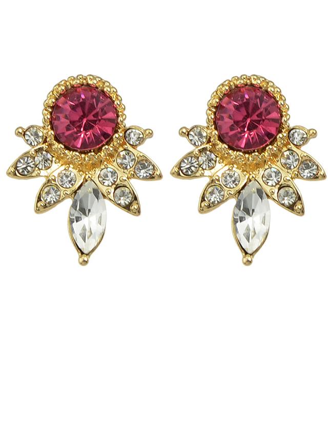 Shein Hotpink Rhinestone Small Stud Earrings