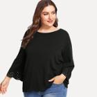 Shein Plus Laser Cut Scalloped Trim Textured Blouse