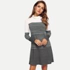 Shein Cowl Neck Color Block Dress