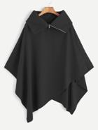 Shein Black Turtleneck Asymmetric Poncho Coat