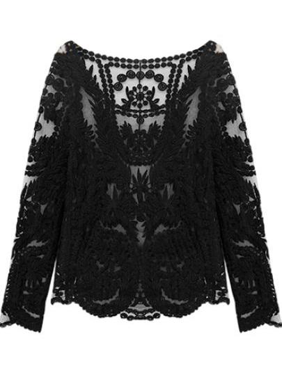 Shein Hollow Crochet Lace Blouse