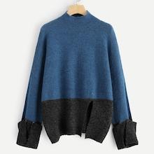 Shein Two-tone Slit Sweater