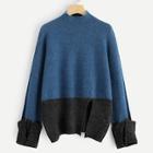 Shein Two-tone Slit Sweater