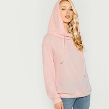 Shein Solid Hooded Sweatshirts