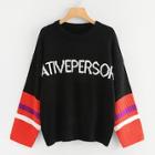 Shein Letter And Striped Oversized Sweater
