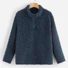 Shein Half Placket Mock-neck Teddy Jacket
