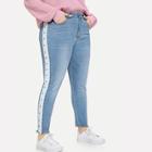Shein Plus Pearl Beading Contrast Side Seam Jeans