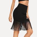 Shein Fringe Detail Solid Skirt