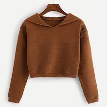 Shein Ribbed Hooded Knit Jumper