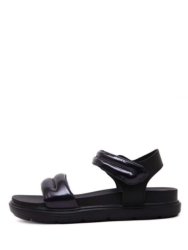 Shein Black Open Toe Block Velcro Sandals
