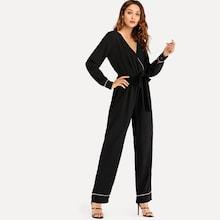 Shein Contrast Seam Self Tie Jumpsuit